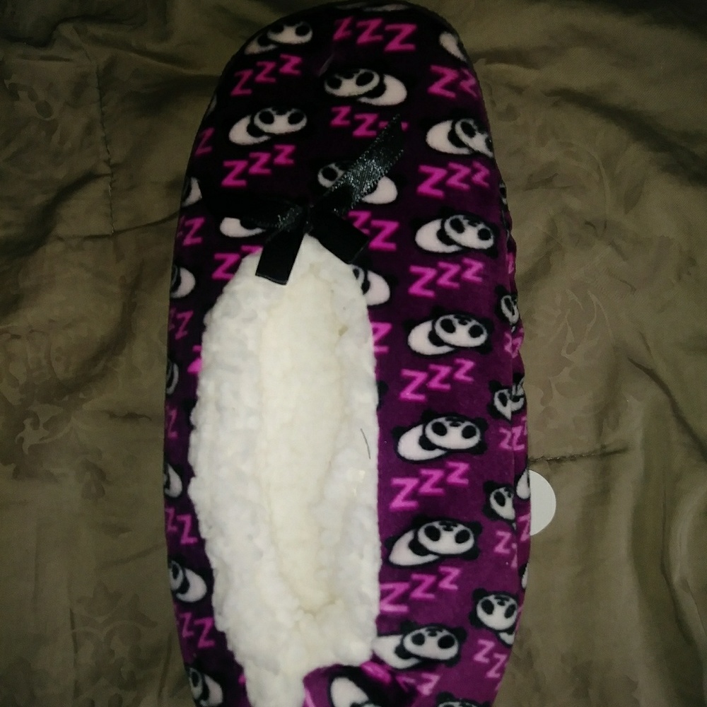 Purple panda slippers